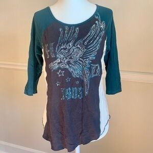 HARLEY-DAVIDSON 3/4 Raglan Eagle Graphic Tee M